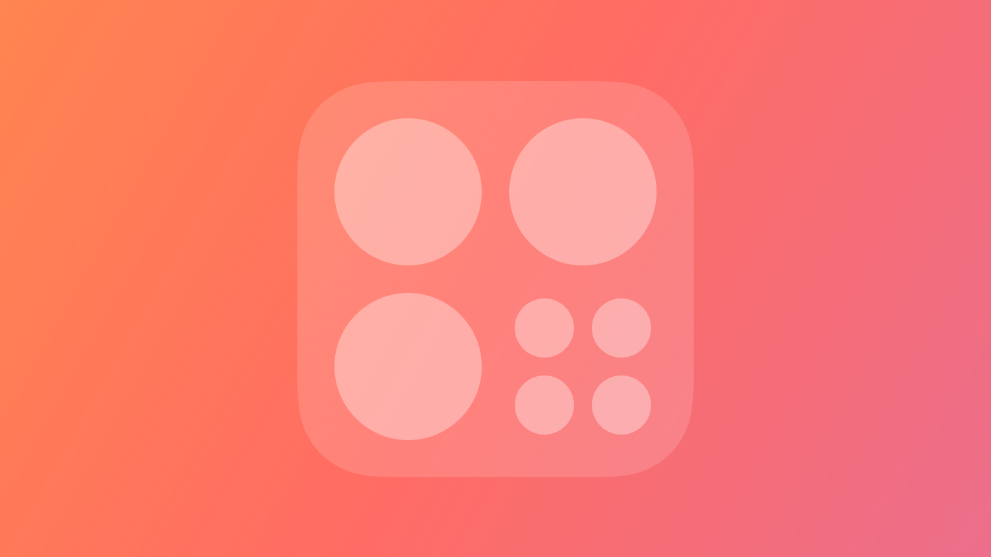 A stylized representation of empty controls in Control Center that are different sizes. The image is tinted red to subtly reflect the red in the original six-color Apple logo.